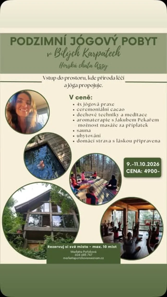 Plakát podzimního jógového pobytu v Bílých Karpatech